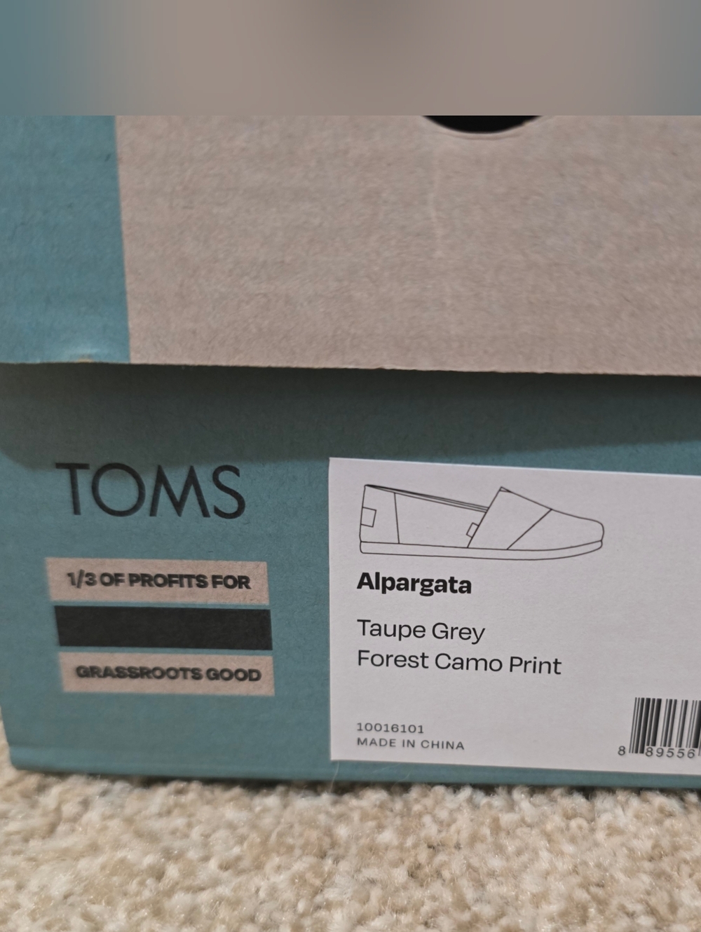 TOMS Women's Camouflage Slip-On Flats - Gray & Cream - Picture 6 of 10